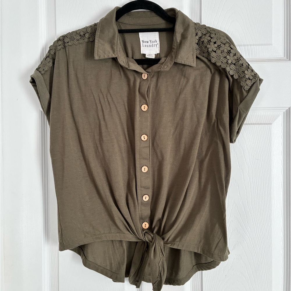 ✨2 Tops - Olive Green & Cream Striped